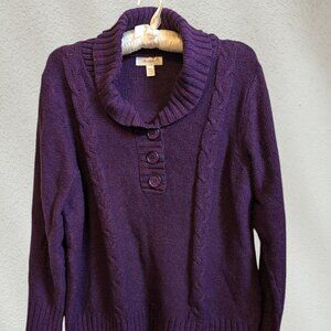 Dress Barn Shawl Collar Button Neck Sweater